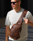 Spacious Leather Crossbody Bag | Salvion