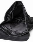 Open main compartment of full-grain leather backpack