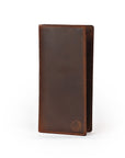 Brown leather wallet on a white background