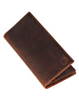 Brown leather wallet on a white background