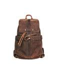 Vintage brown backpack made from Crazy Horse leather, showcasing a timeless design and durable structure.