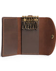 Handmade Crazy Horse leather key case with an additional card slot, combining vintage charm and practicality.