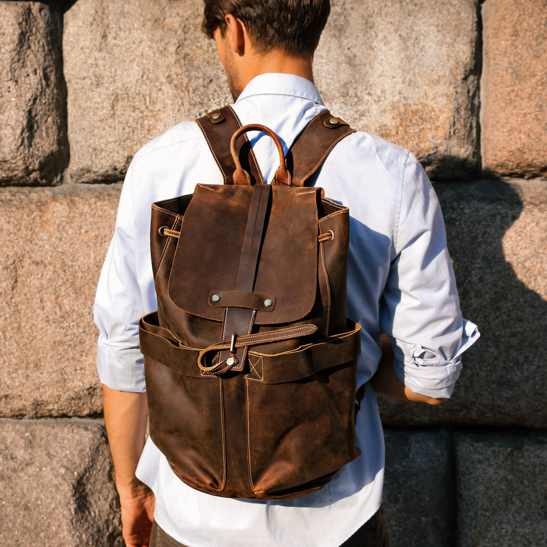 High-quality Leather Vintage Backpack, handmade brown leather backpack, brown leather laptop backpack