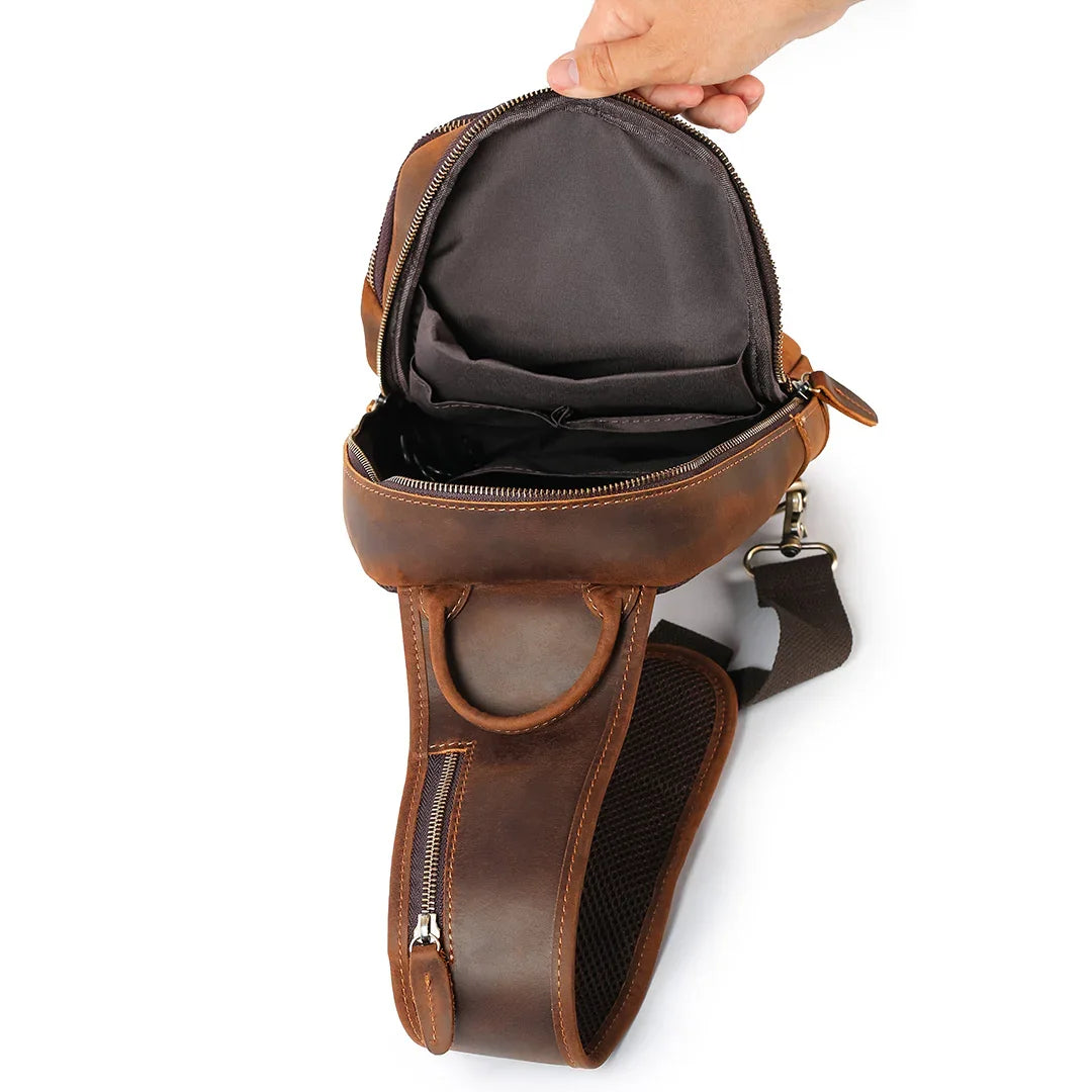 Spacious Leather Crossbody Bag | Salvion