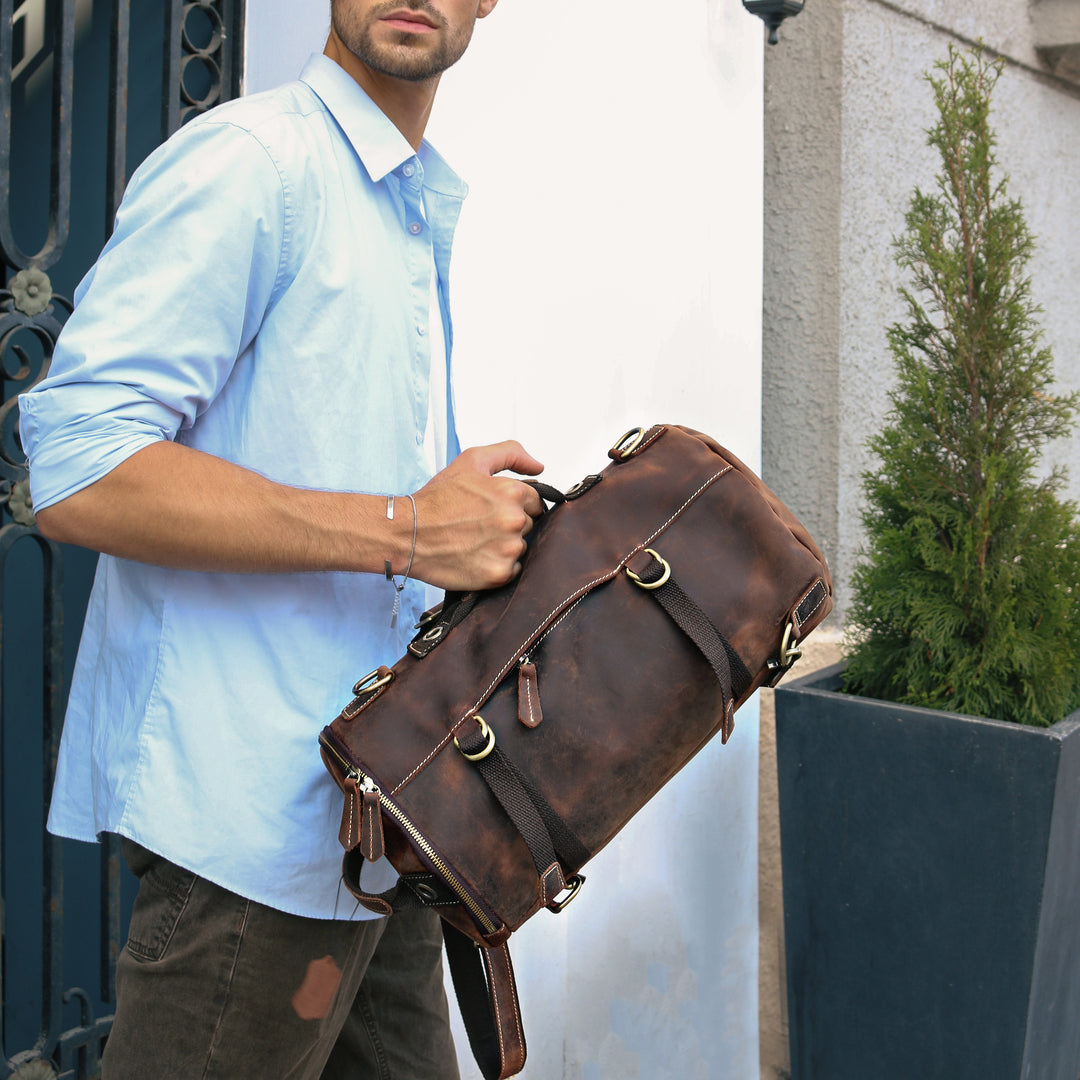 High-quality Umber Mini Vintage Leather Backpack for men, luxury brown leather backpack, designer brown leather backpack