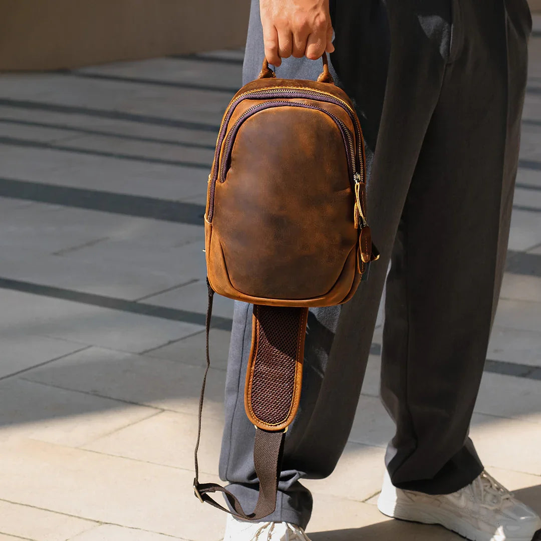 Spacious Leather Crossbody Bag | Salvion