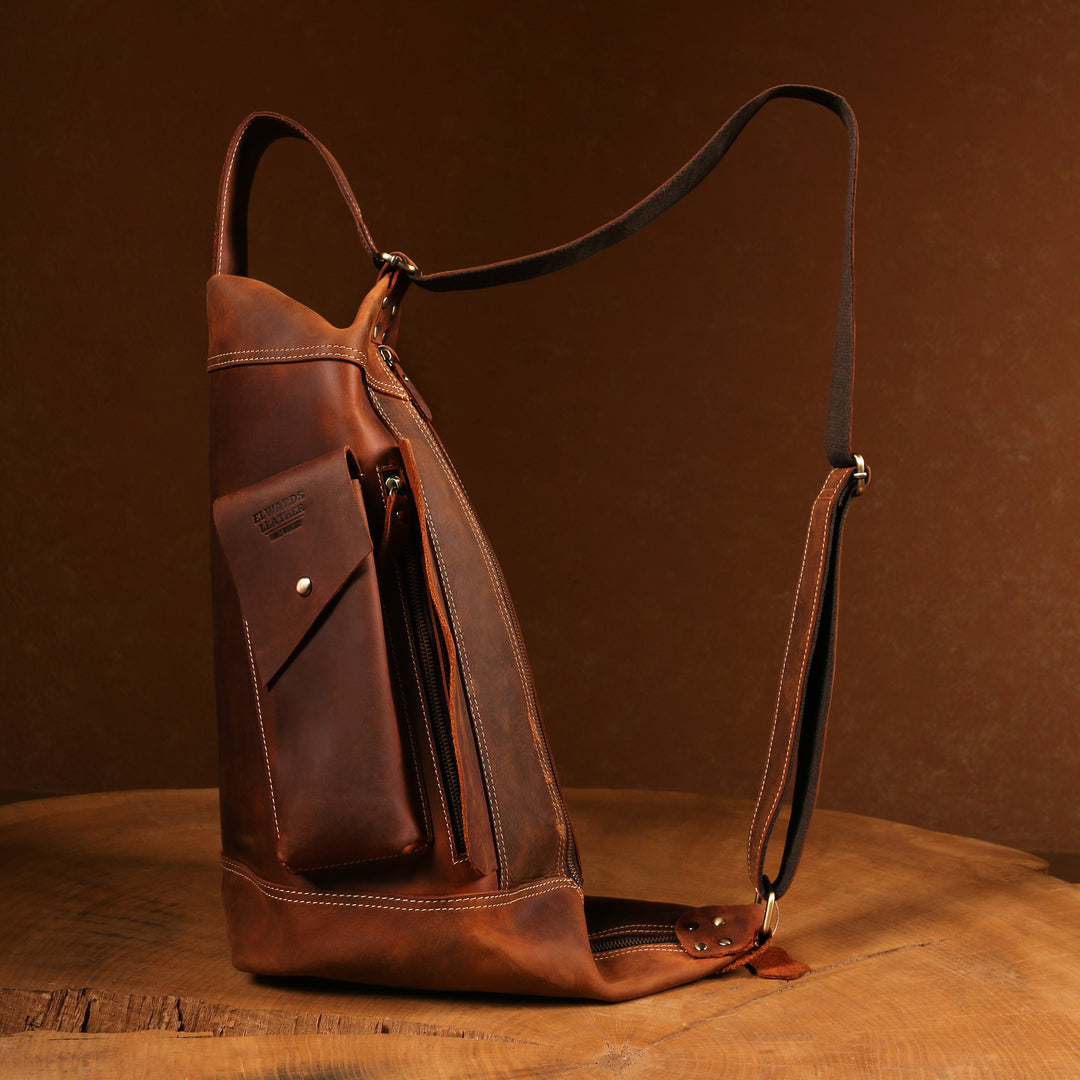 Flame Crossbody Leather Bag for men