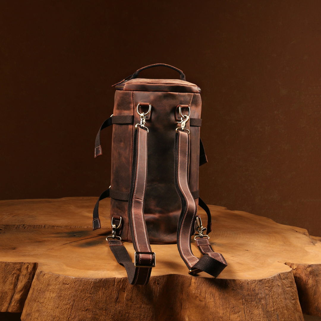 Handcrafted Umber Mini Vintage Leather Backpack for men