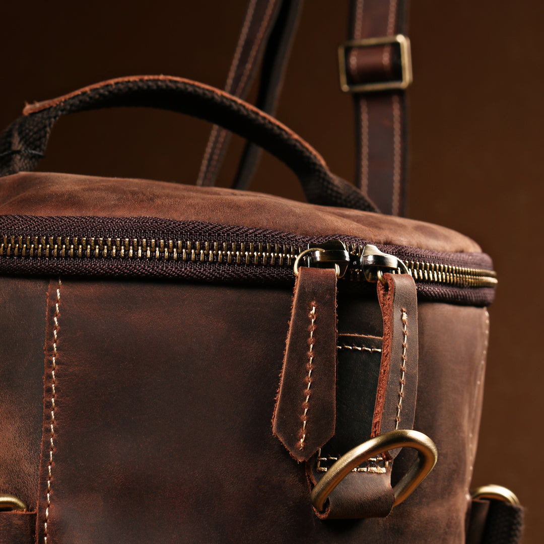 Classic Umber Mini Vintage Leather Backpack for men