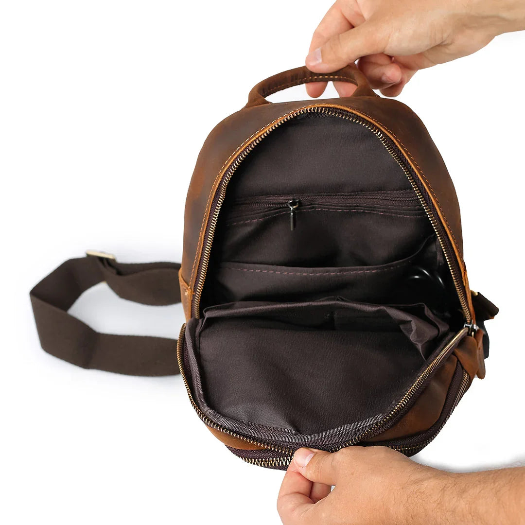Spacious Leather Crossbody Bag | Salvion