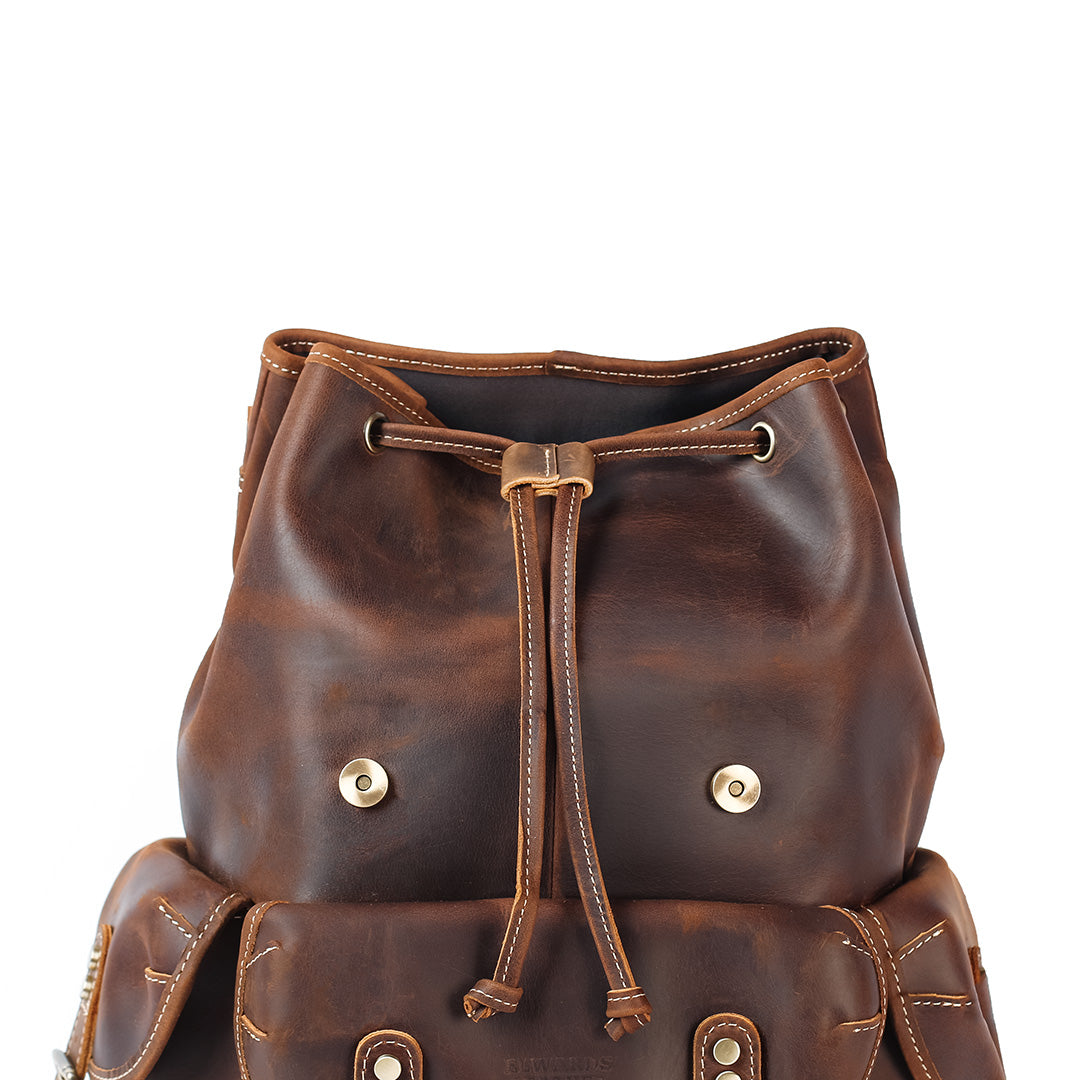 drawstring leather backpack Men’s Backpack — Full-Grain Leather, Brown