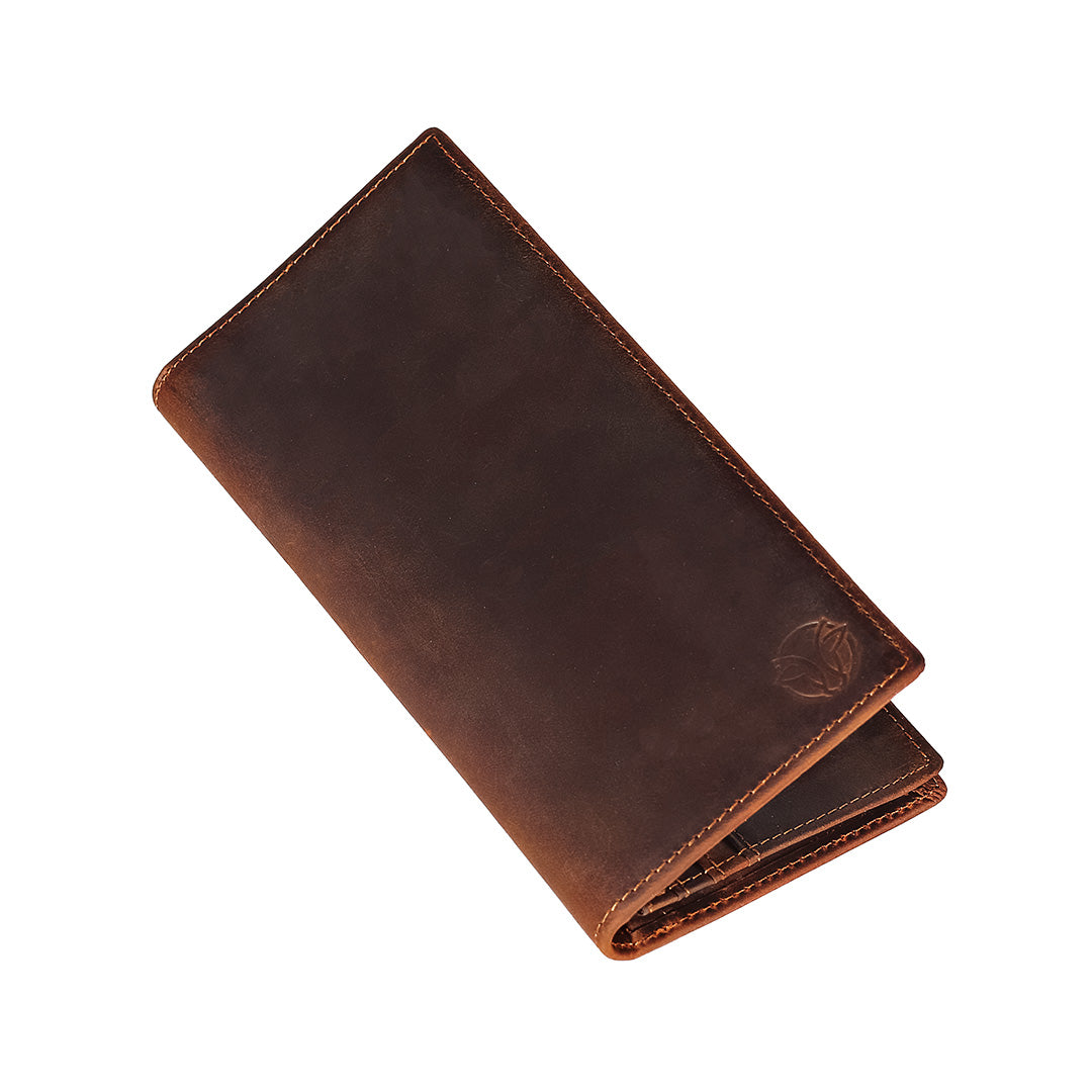Brown leather wallet on a white background