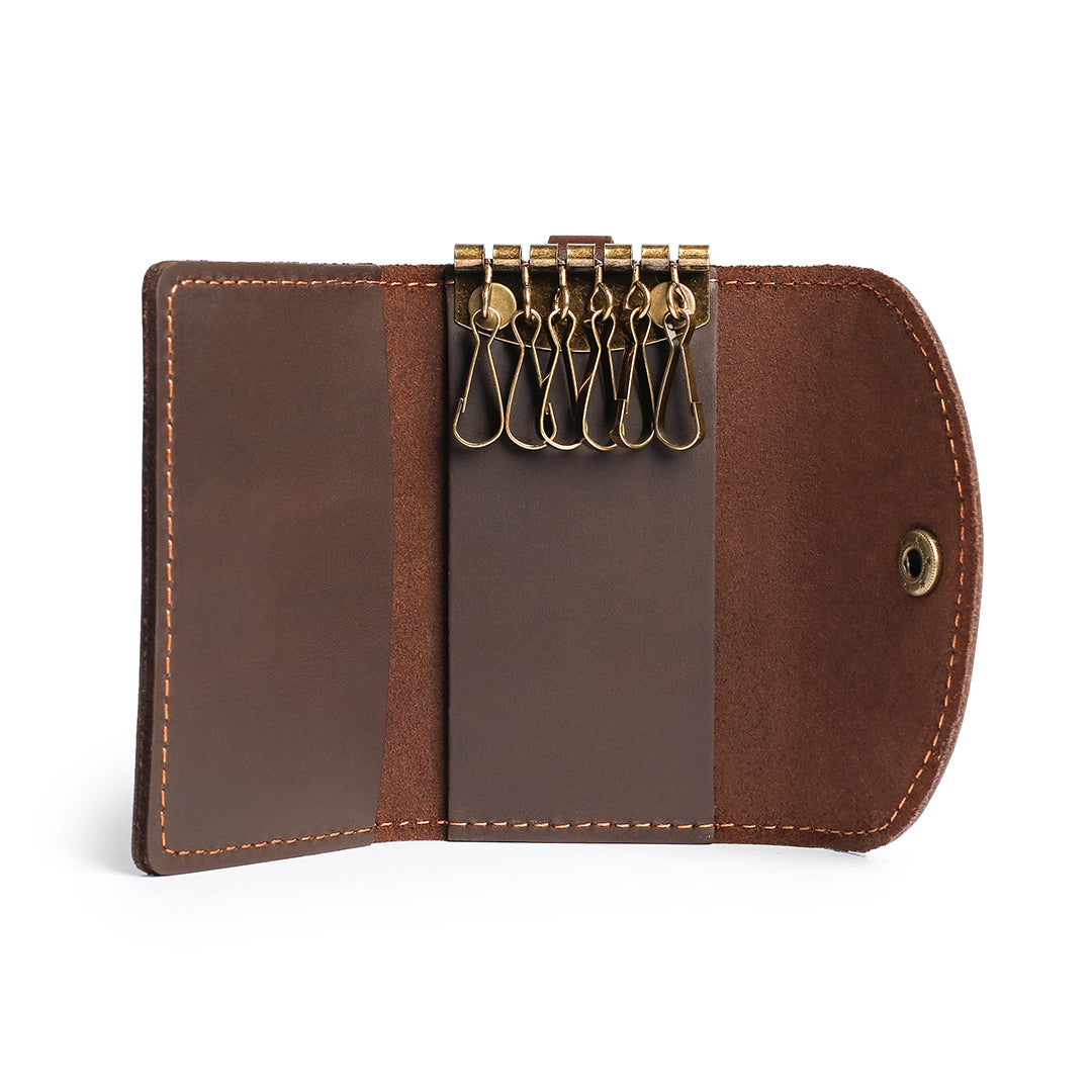 ブラウン　kaoyorinakami leather key case レザー Men's Key Case - Full-Grain Leather, Brown | Handmade – Elwards