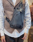 Review of Malvair black full-grain leather crossbody sling bag for men