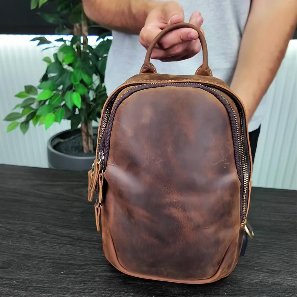 Review of Salvion hanamde dark-brown leather crossbody bag