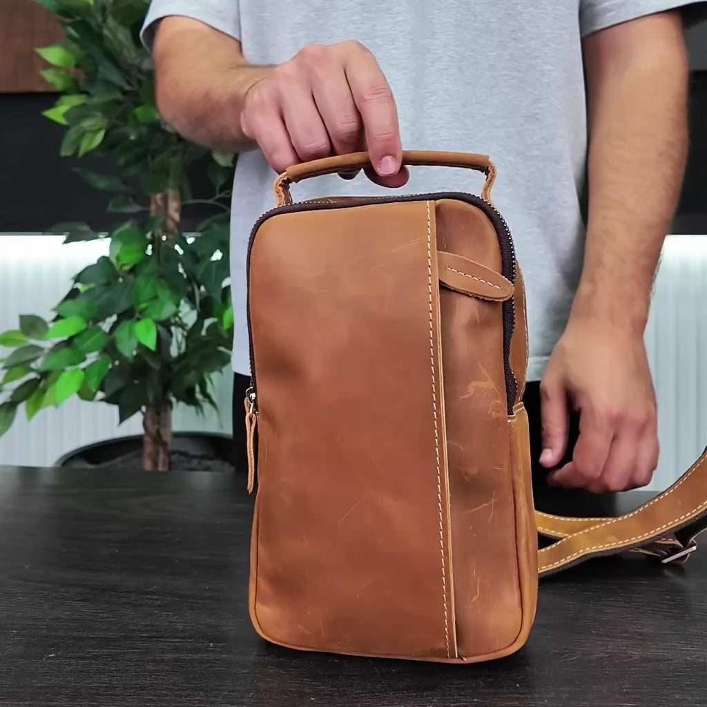 review of leander brown leather crossbody bag